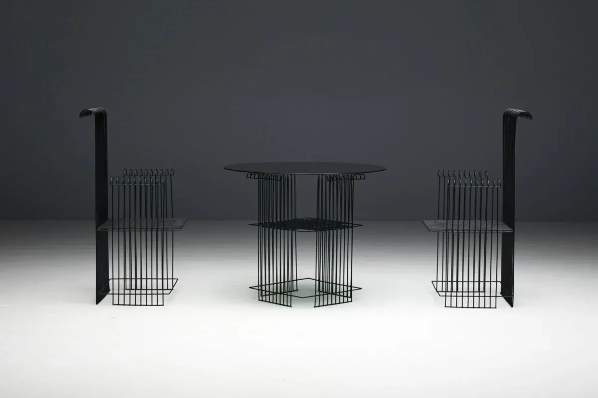 Illustration numéro 3 du produit Salon de jardin moderniste en fil métallique, France, années 1970