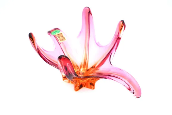 Illustration numéro 3 du produit Coupe ''Starfish'' de Murano – Rose Fuchsia & Ambre – Circa 1960