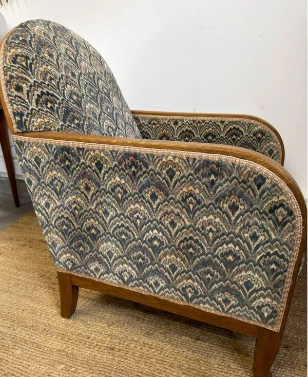 Illustration numéro 3 du produit Fauteuil club vintage style Art Déco en bois courbé