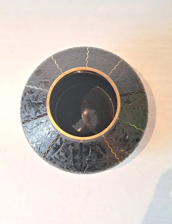 Illustration numéro 3 du produit Vase Art Déco en Verre de Boom Hyalite Noir de la Verrerie De Rupel