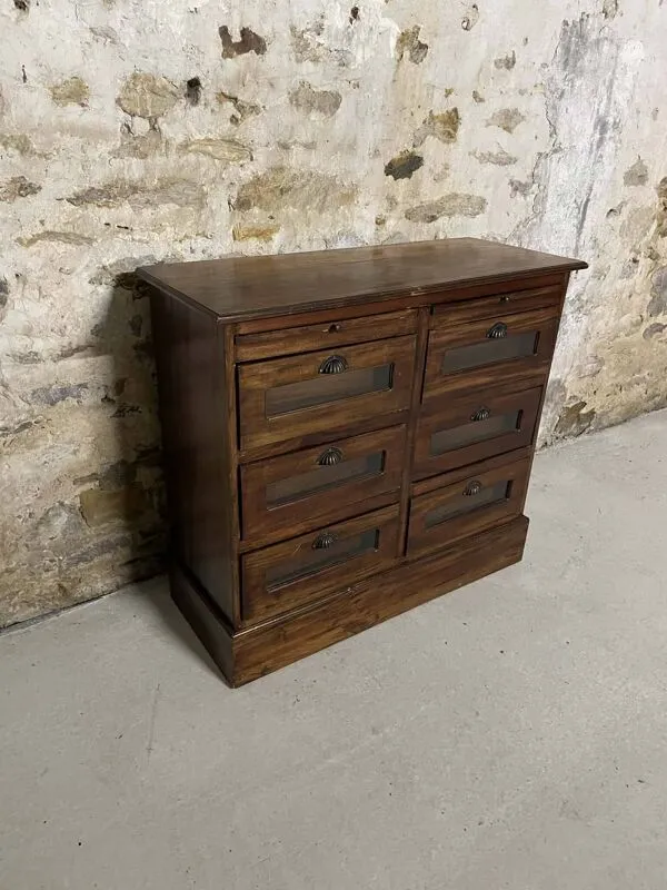 Illustration numéro 3 du produit Meuble de métier ancien 6 tiroirs