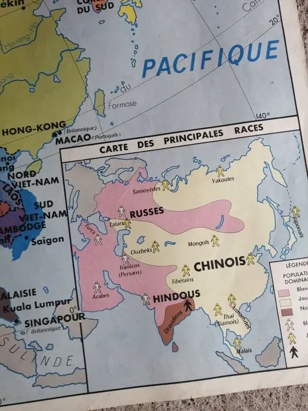 Illustration numéro 3 du produit Carte scolaire vintage mdi Asie URSS -Amérique du Sud.