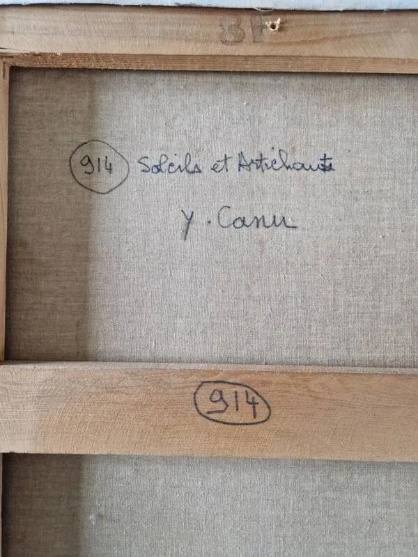 Illustration numéro 3 du produit Yvonne Canu (1921-2008) - Huile sur toile - ''Soleil et artichauts