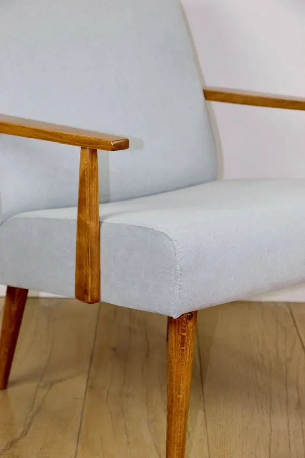 Illustration numéro 3 du produit Fauteuil vintage avec accoudoirs Loft - bleu ciel