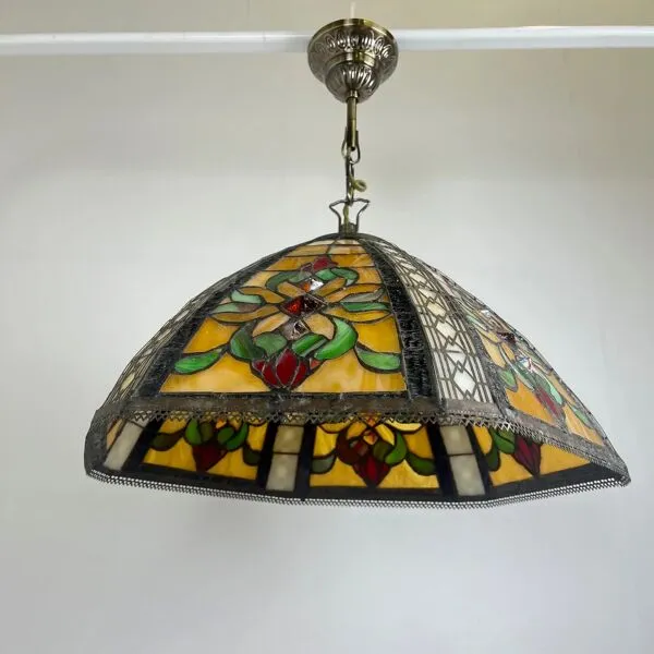 Illustration numéro 3 du produit Suspension style Tiffany en vitrail – diamètre 40 cm