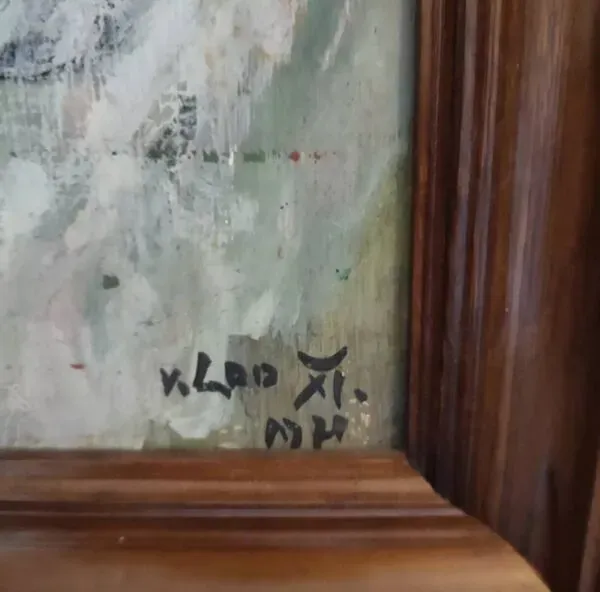 Illustration numéro 3 du produit Gouache sur carton encadrée ''Vieil homme aux lunettes '', V. Lod (XXeme)