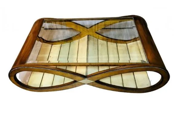 Illustration numéro 3 du produit Table basse sculpturale ''Infinity'' en bois courbé – Design Vintage 1970