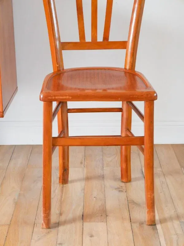 Illustration numéro 3 du produit lot de 4 chaises bistrot Luterma, effet cannage, 1950