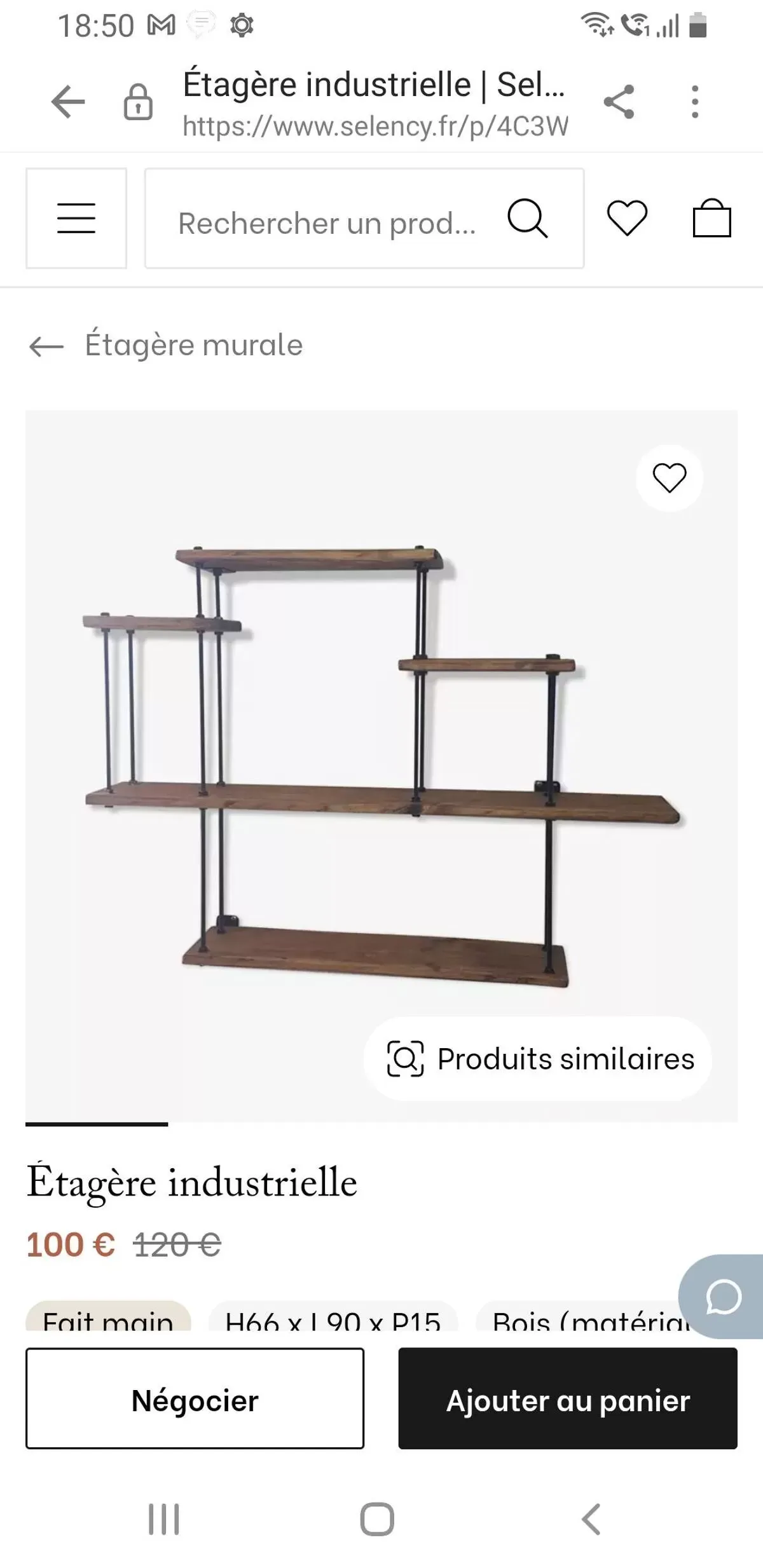 Illustration numéro 3 du produit Etagere murale industriel