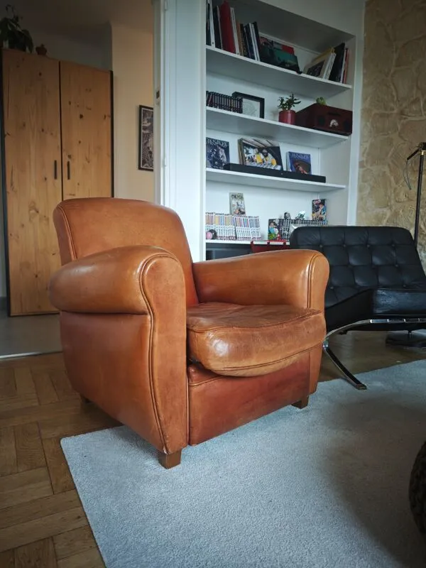 Illustration numéro 3 du produit Fauteuil club cuir véritable