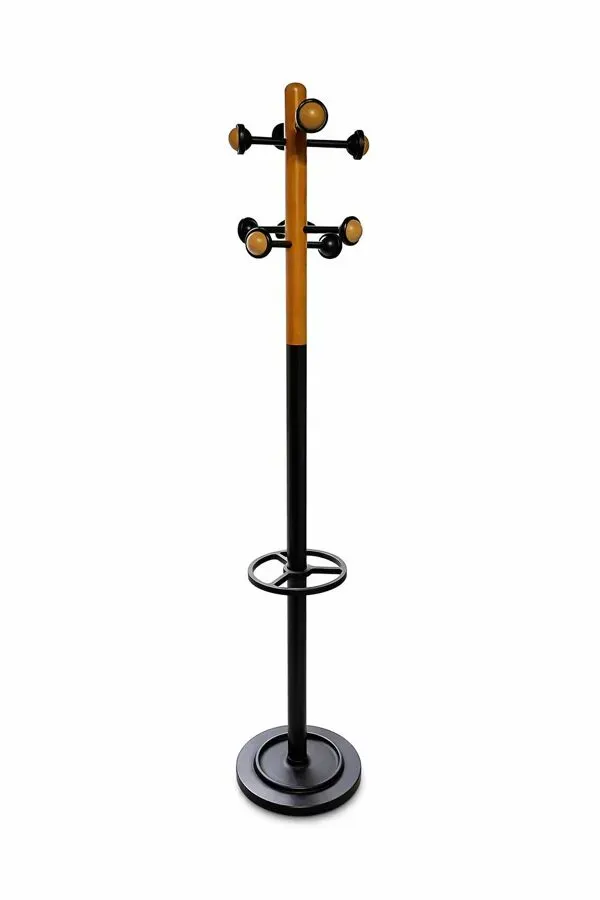 Illustration numéro 3 du produit Porte-manteau Unilux vintage – métal noir et bois – design années 80/90