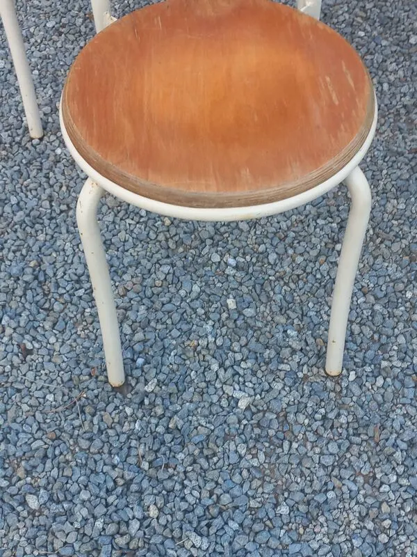 Illustration numéro 3 du produit Set de 8 fauteuils vintage bois et métal des années 50/70