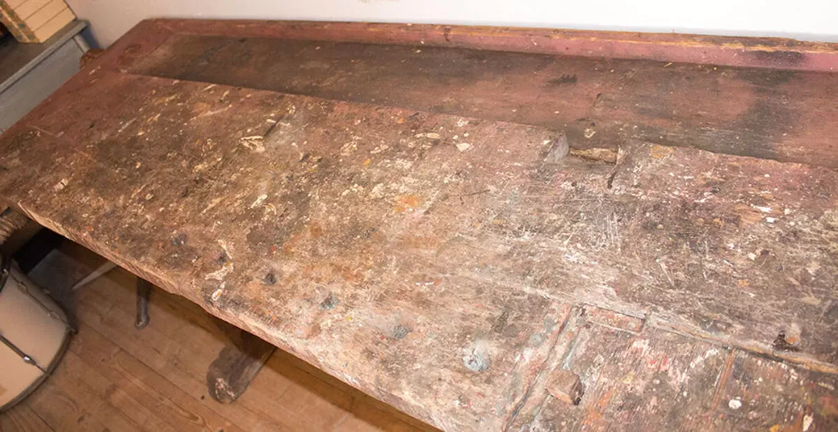 Illustration numéro 3 du produit Vieil établi industriel solide en bois 2 mètres large