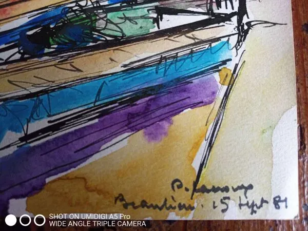 Illustration numéro 3 du produit Gouache Beaulieu sur Mer 1981, Pierre Lacroux (1909- 1993)