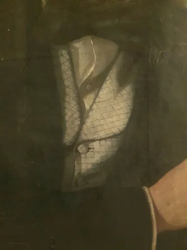 Illustration numéro 3 du produit Huile sur toile portrait noble cadre monté à clé