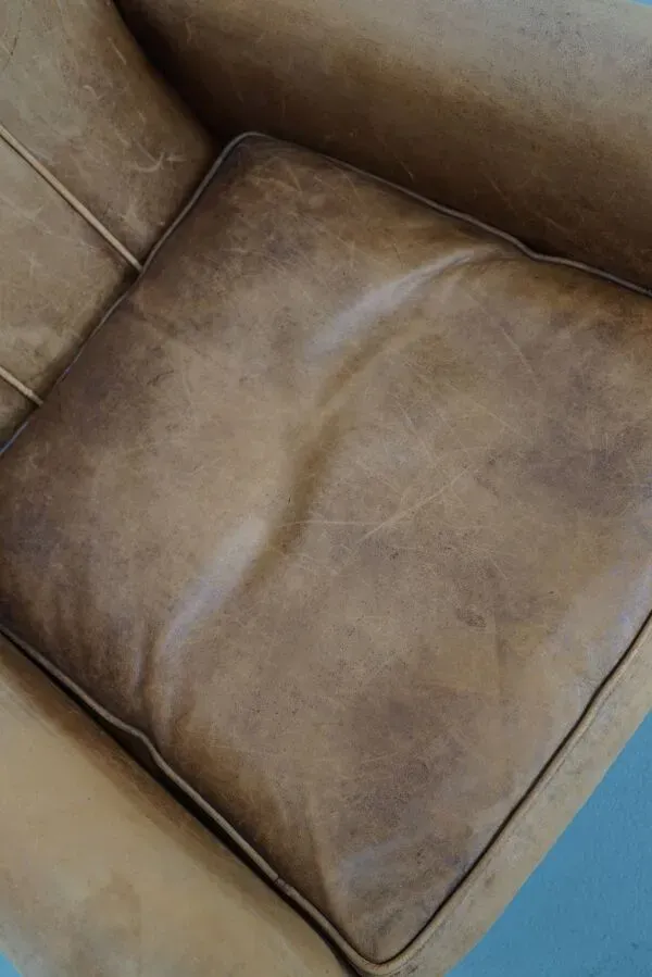 Illustration numéro 3 du produit Fauteuil club vintage hollandais en cuir couleur cognac