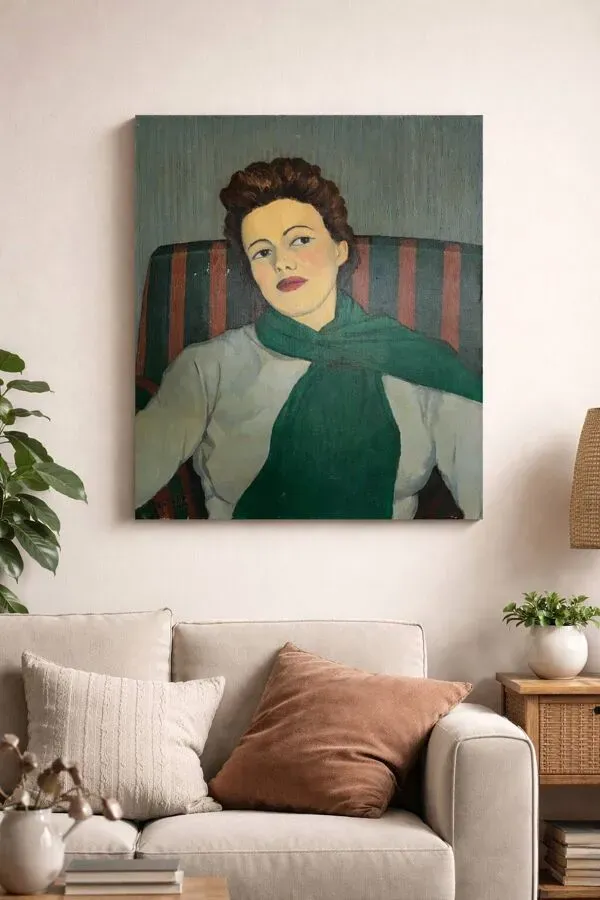 Illustration numéro 3 du produit Portrait féminin – Pierre Morosini, 1956 – Huile sur toile, École de Paris