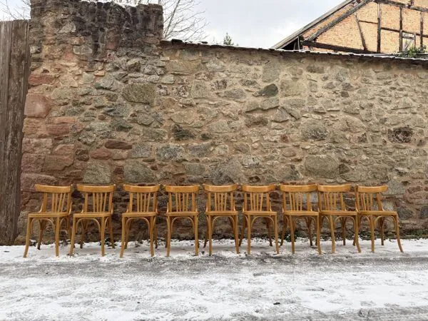 Illustration numéro 3 du produit Lot de 9 chaises bistrot vintage en bois de hêtre – bentwood, assise motif