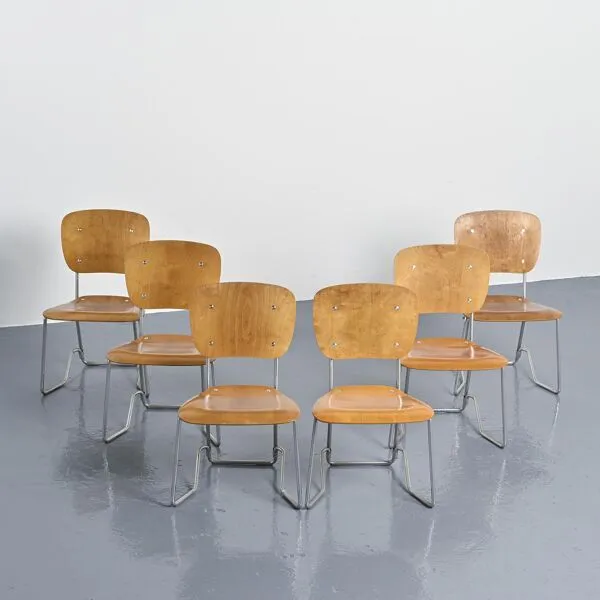 Illustration numéro 3 du produit Suite de 6 chaises Alu-Flex par Armin Wirth, vers 1965