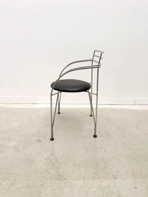 Illustration numéro 3 du produit Chaise ''Lune d'argent'' de Pascal Mourgue pour Fermob en chrome et skai, France 1980