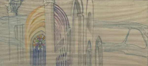 Illustration numéro 3 du produit Tableau dessin intérieur Notre-Dame de Paris vitrail