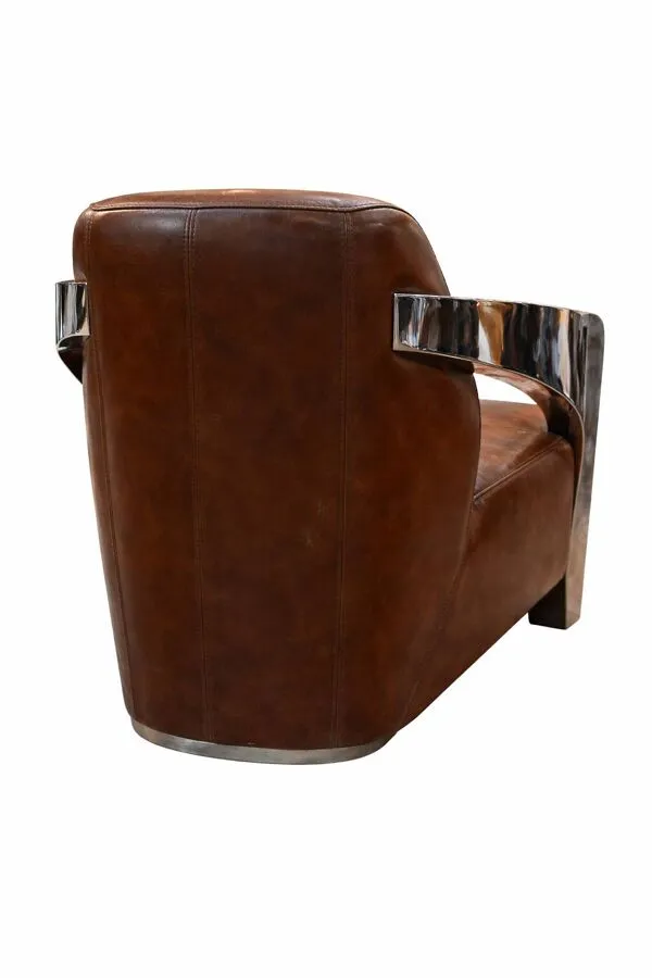 Illustration numéro 3 du produit Lot de 3 éléments Stacyville, cuir et inox, 2 fauteuils et un sofa