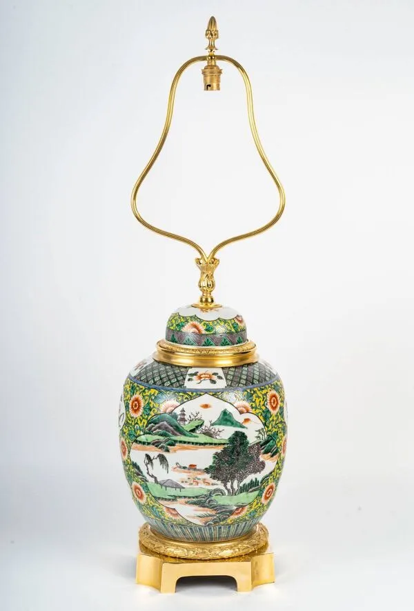 Illustration numéro 3 du produit Lampe en Porcelaine de Samson de Style Chinois XIXème Siècle