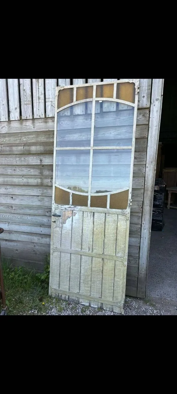 Illustration numéro 3 du produit Porte ancienne d’atelier Art Nouveau – Acier & Bois – 1900