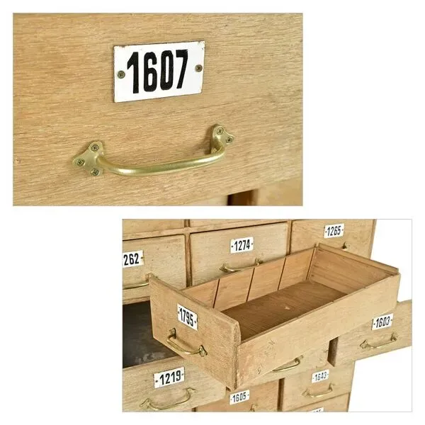 Illustration numéro 3 du produit Meuble d’atelier en bois à 21 tiroirs étiquetés (140 x 97 x 62cm)