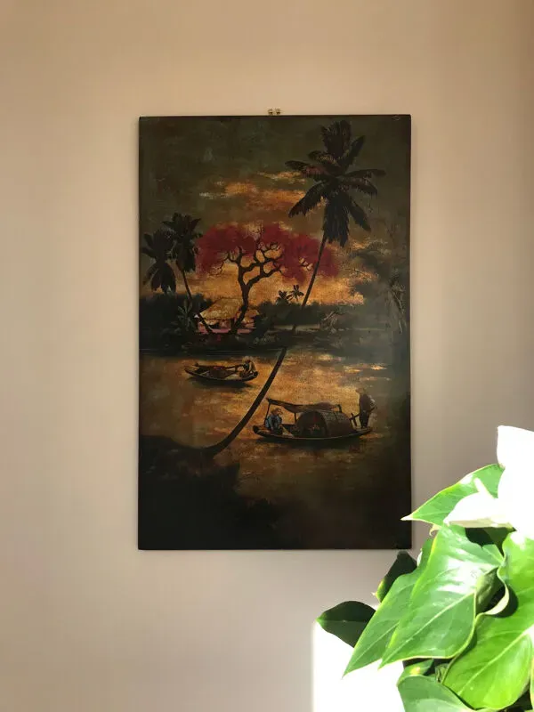 Illustration numéro 3 du produit Coucher de soleil sur les jonques. École vietnamienne.