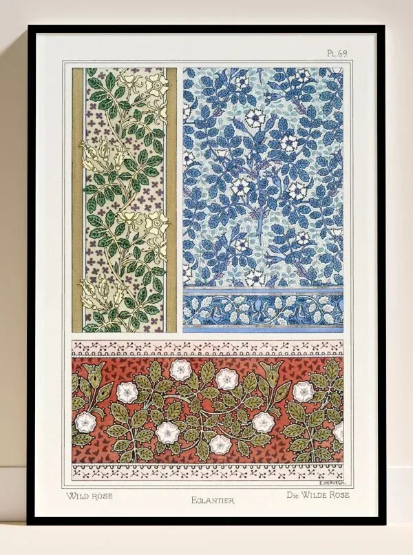 Illustration numéro 3 du produit Affiche “Wild Rose”, d’après une lithographie art nouveau de 1897