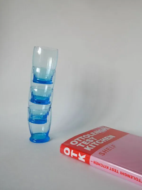 Illustration numéro 3 du produit lot de 4 verres à eau turquoise art déco 1930