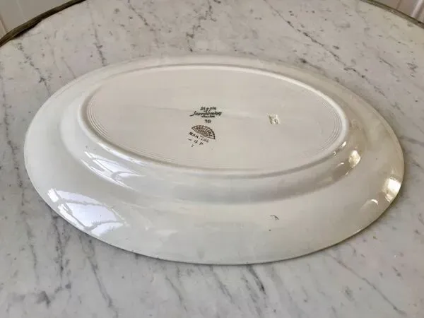 Illustration numéro 3 du produit Plat oval Digoin Sarreguemines modèle ''Martine'' vertes et dorées années 50