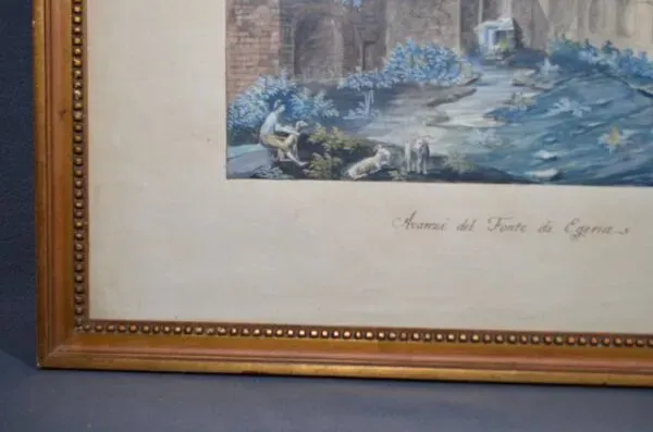 Illustration numéro 3 du produit Ecole Italienne du XIXème siècle  « La source de la nymphe Egérie » Gouache