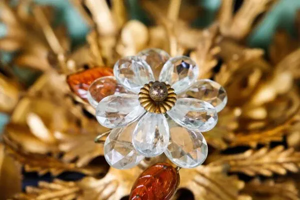 Illustration numéro 3 du produit Plafonnier Maison Baguès en cristal et fer doré, 15 lumières