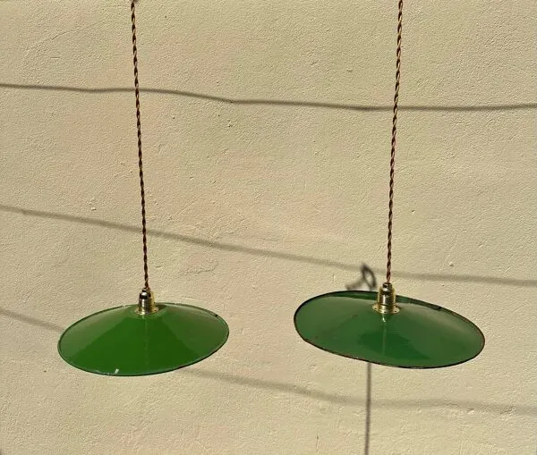 Illustration numéro 3 du produit Paire de suspension indus abat jour tôle émaillée XL