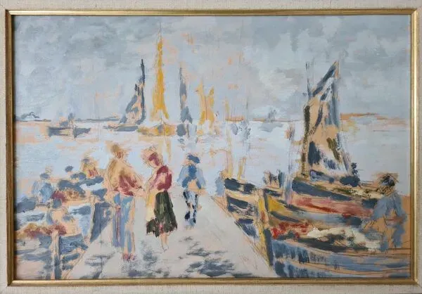 Illustration numéro 3 du produit Retour de pêche - technique mixte post-impressionniste