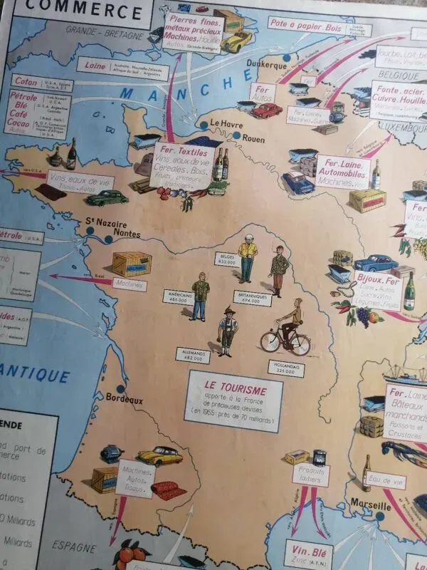 Illustration numéro 3 du produit Carte scolaire vintage mdi France ''Commerce et habillement