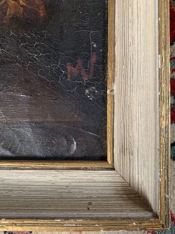 Illustration numéro 3 du produit Nature morte aux fleurs '' Huile sur toile peinte à la main Ecole française 19ème siècle