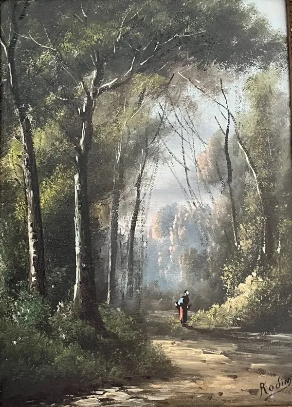 Illustration numéro 3 du produit Ecole française, HST paysage animé Barbizon signé fin XIXème