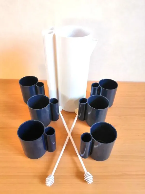 Illustration numéro 3 du produit Service à orangeade bicolore design Jean Pierre Vitrac années 70