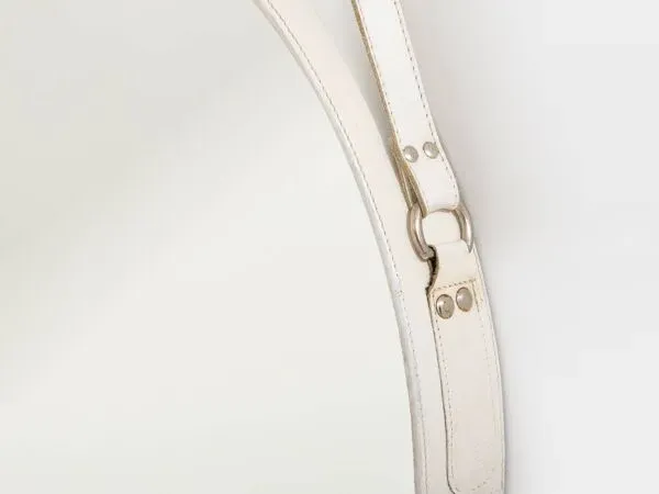 Illustration numéro 3 du produit Jacques Adnet miroir cuir crème original vers 1940