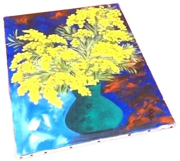 Illustration numéro 3 du produit Tableau Huile sur toile  ''Bouquet de mimosa'' Signé TAF (Gustave Wallet)