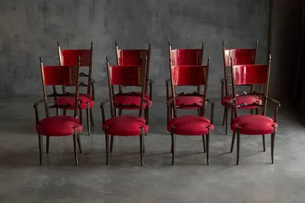 Illustration numéro 3 du produit Chaises de salle à manger à dossier haut par Aldo Tura, Italie, 1962