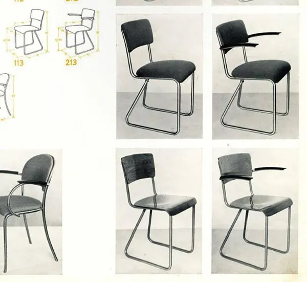 Illustration numéro 3 du produit Chaises industrielles vintage Willem Hendrik Gispen pour Gispen années 1950, ensemble de 2