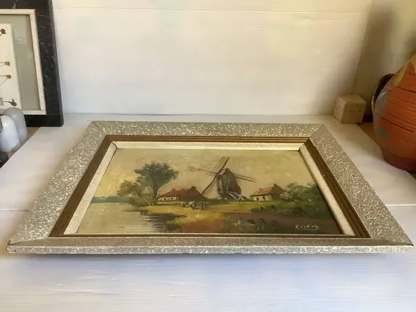 Illustration numéro 3 du produit Tableau paysage vaches huile sur toile signée