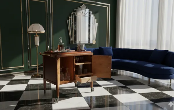 Illustration numéro 3 du produit Desserte roulante Art Déco 1930 - Gauthier Poinsignon Nancy