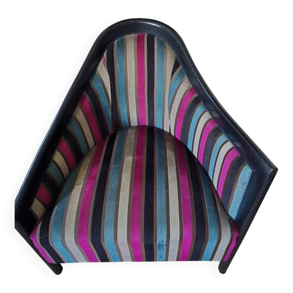 Illustration numéro 3 du produit Fauteuil Cabriolet Roche Bobois « Profil » — Velours à Rayures Multico