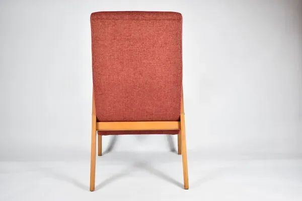 Illustration numéro 3 du produit Fauteuil d'origine vintage ''Relax'', années 1960, Europe de l'Est, rénové, tissu rouge