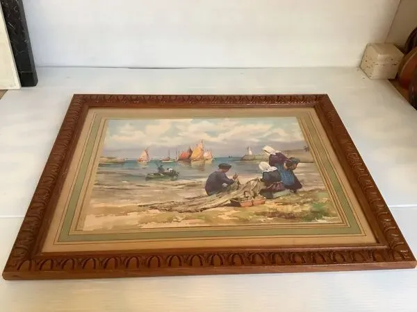 Illustration numéro 3 du produit Grand tableau marine pêcheurs bateaux